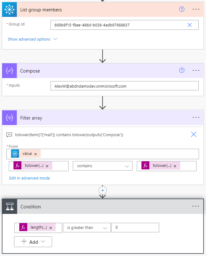 Check to see if email exists in distribution list.