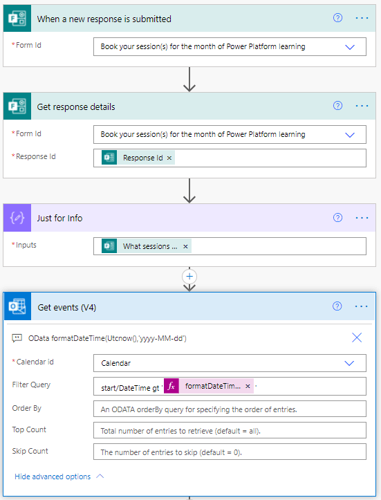 When a new response is received via Microsoft Forms