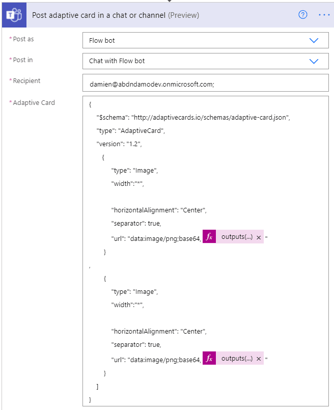 Post an adaptive card to Teams