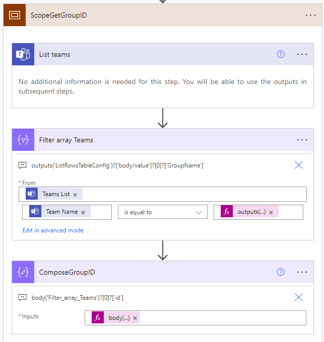 Get group ID via Power Automate