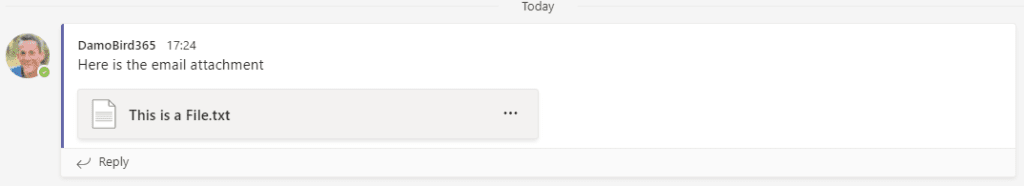 Teams message with email attachment saved to SharePoint