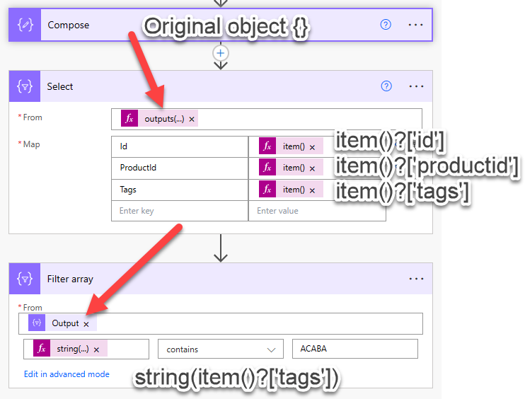 Repurpose and filter an array using Power Automate