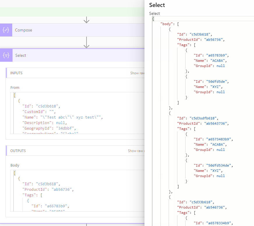 Output of the select contains a repurposed array.