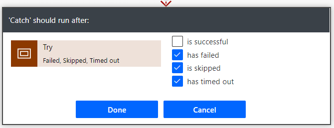 Catch scope runs on failed, skipped and time out