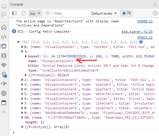 Visuals array, make a note of the name.