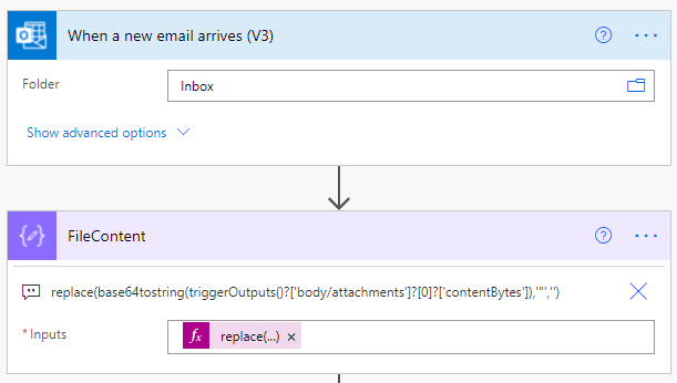 When an email arrives, get file content.