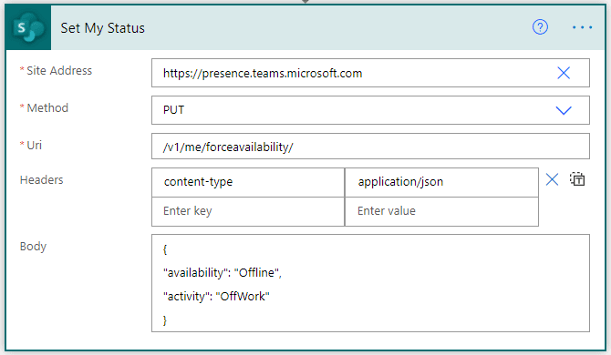 Set your presence in Teams via Power Automate