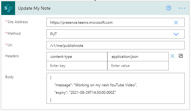 Update my Teams Note