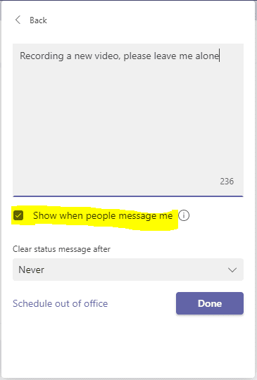 show when people message me