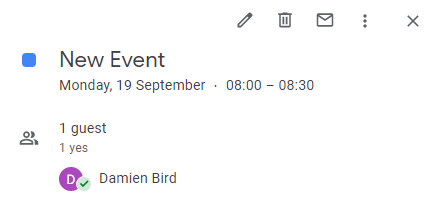only one attendee visible in new calendar event